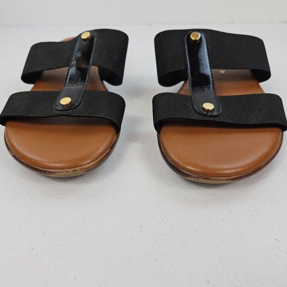 Italian Shoemakers Wms 9 Brown Black Open Toe Comfort Earthy Summer Slide Shoes - Picture 4 of 16